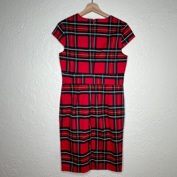 Grace Karin Women's Vintage Cap Sleeve Red Plaid Pencil Dress Bodycon Size Large - Picture 3 of 5